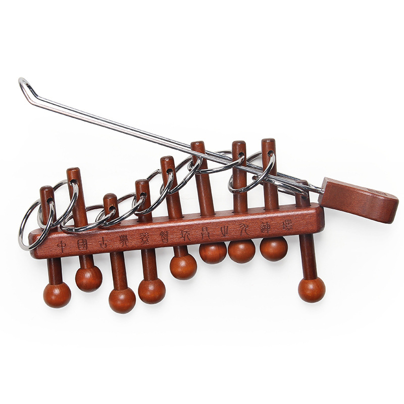 Woodworking Kids Toys - Классические китайские девять связанных колец-головоломки, игры