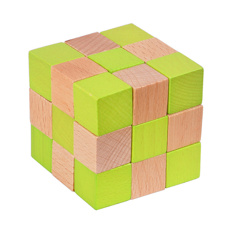 Woodworking Kids Toys - Деревянный кубик змеи, головоломка IQ, логическая